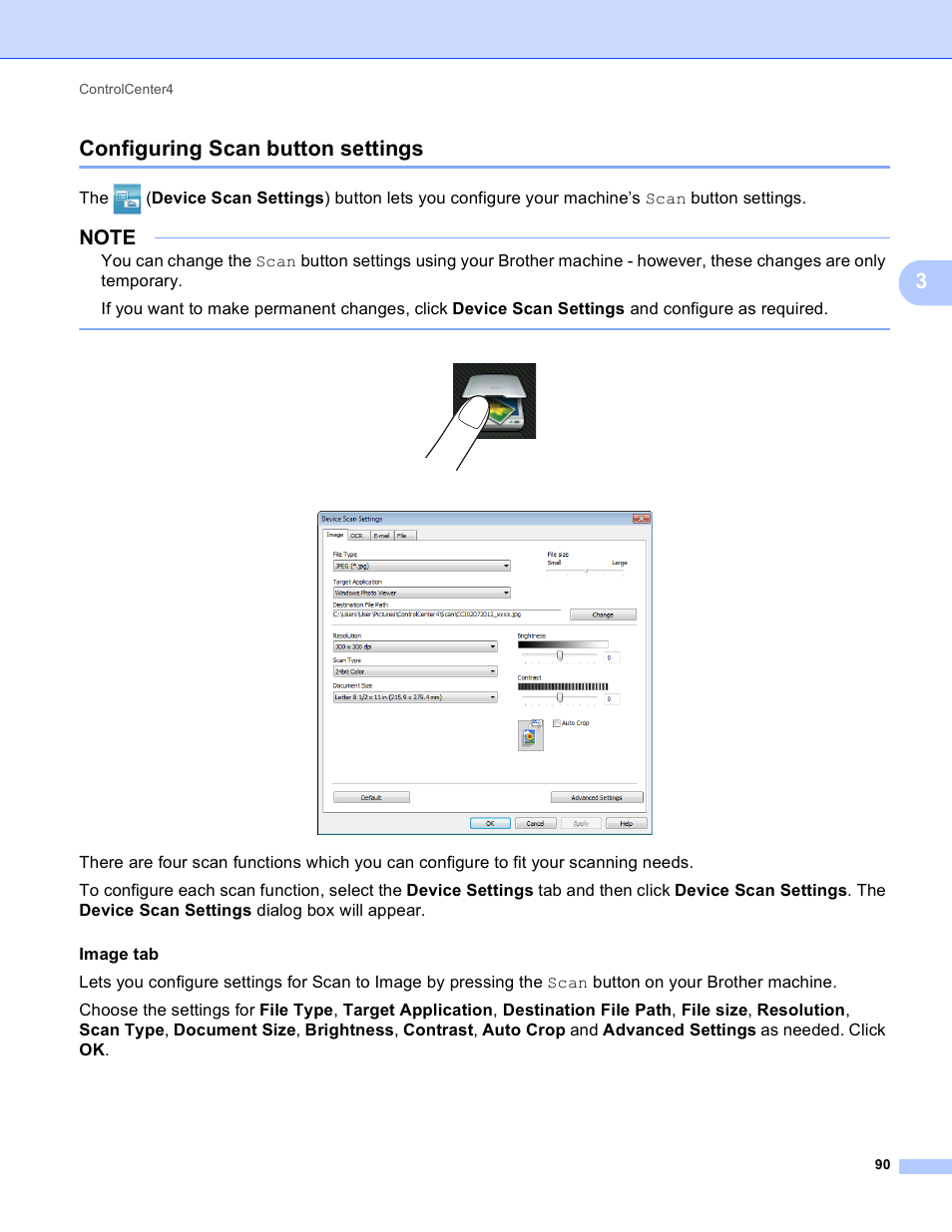 Configuring scan button settings, 3configuring scan button settings | Brother MFC-J4410DW User Manual | Page 98 / 240