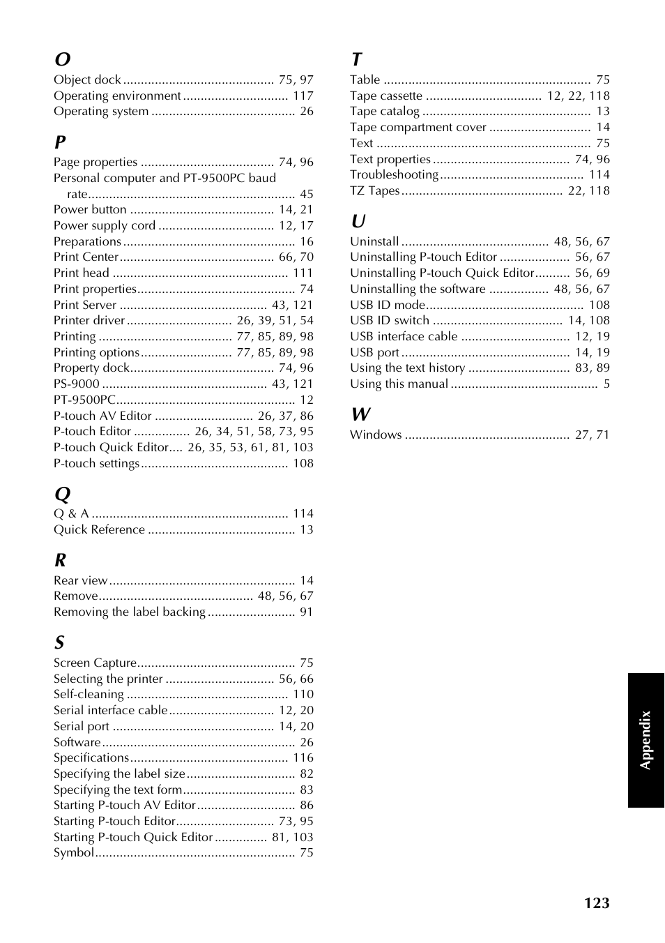 Brother PT-9500PC User Manual | Page 124 / 254