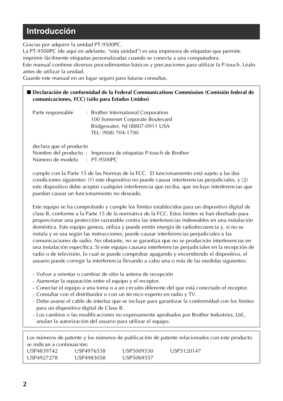 Introducción | Brother PT-9500PC User Manual | Page 130 / 254