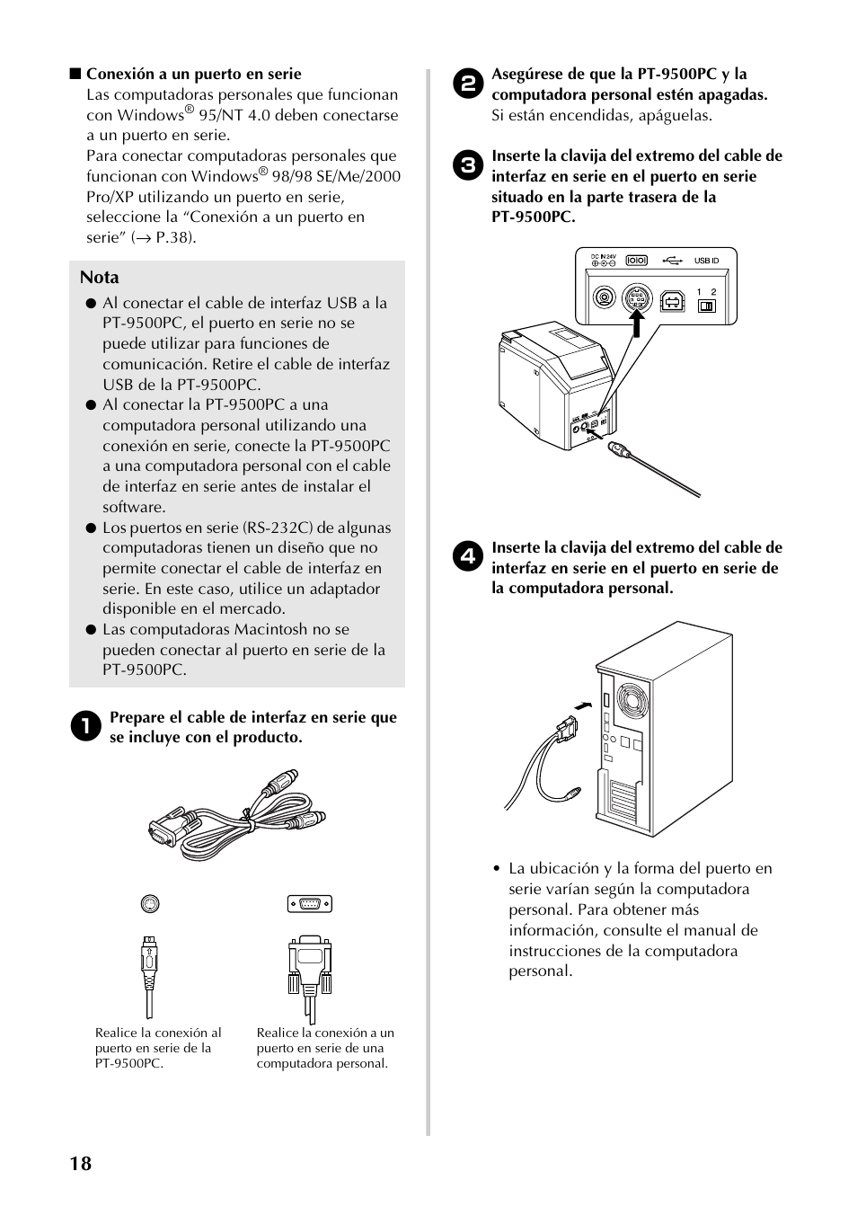 Nota | Brother PT-9500PC User Manual | Page 146 / 254