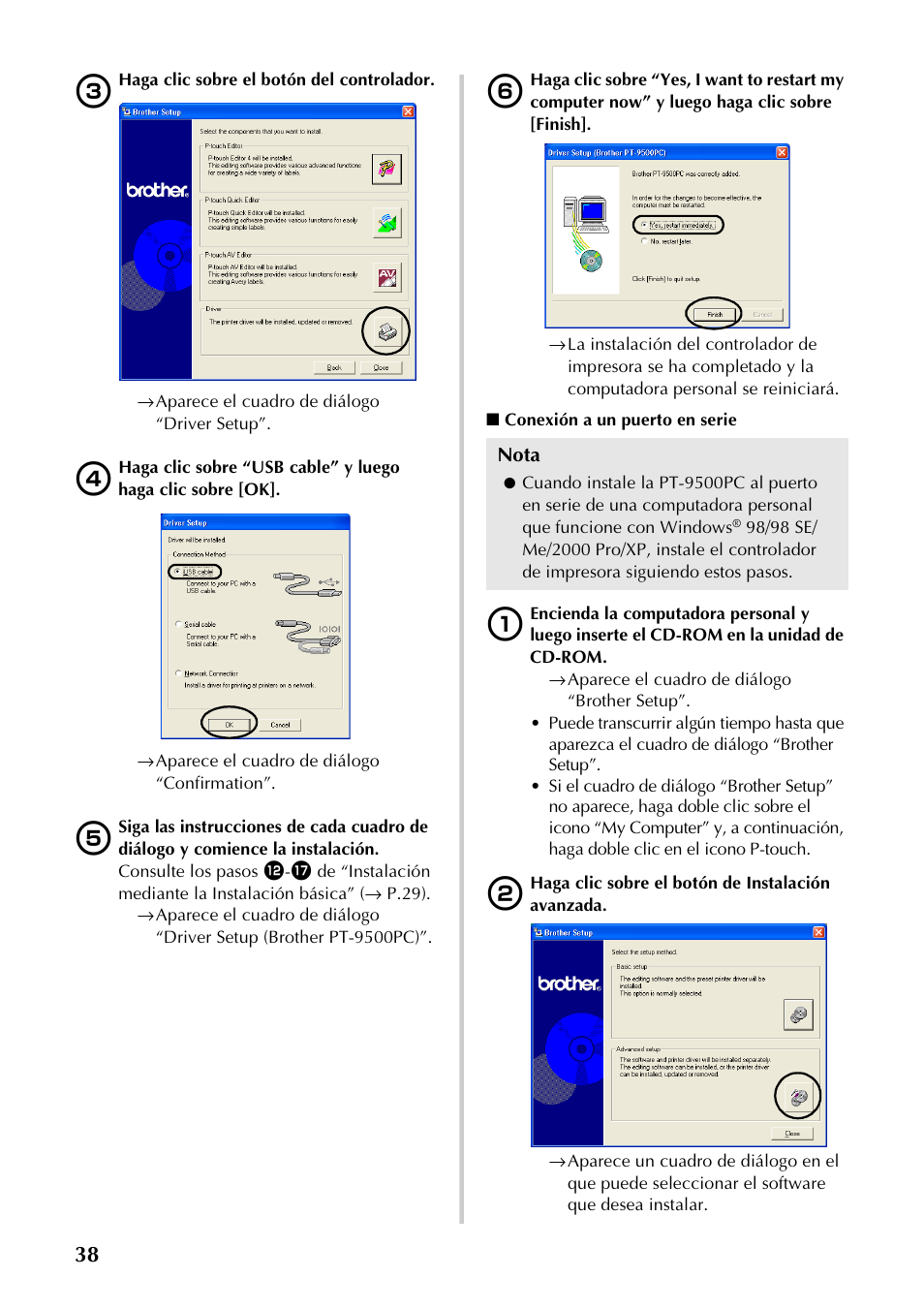 P.38), Nota | Brother PT-9500PC User Manual | Page 166 / 254