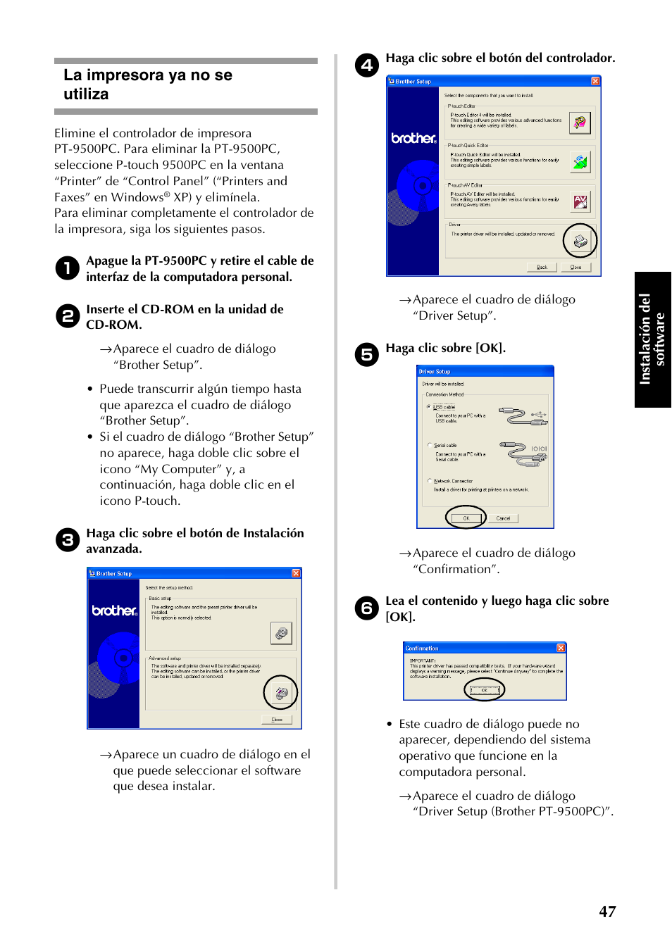 La impresora ya no se utiliza | Brother PT-9500PC User Manual | Page 175 / 254