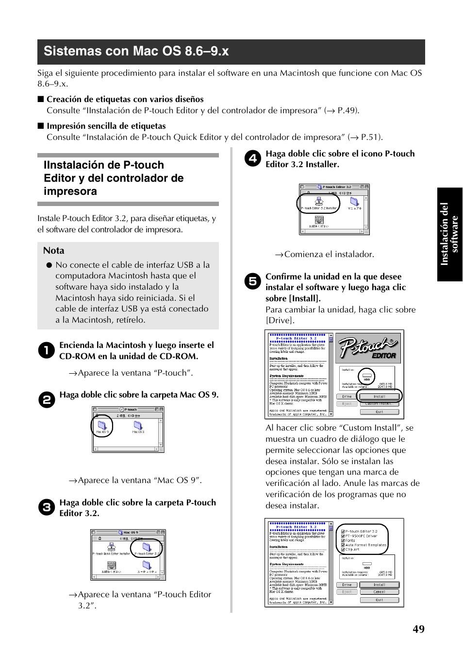 Sistemas con mac os 8.6–9.x | Brother PT-9500PC User Manual | Page 177 / 254