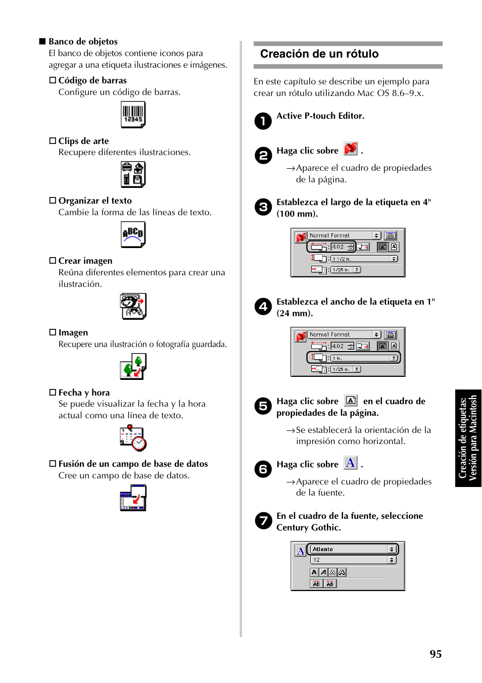 Creación de un rótulo | Brother PT-9500PC User Manual | Page 223 / 254
