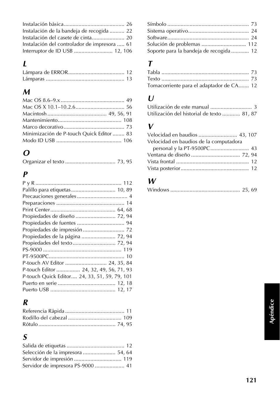 Brother PT-9500PC User Manual | Page 249 / 254