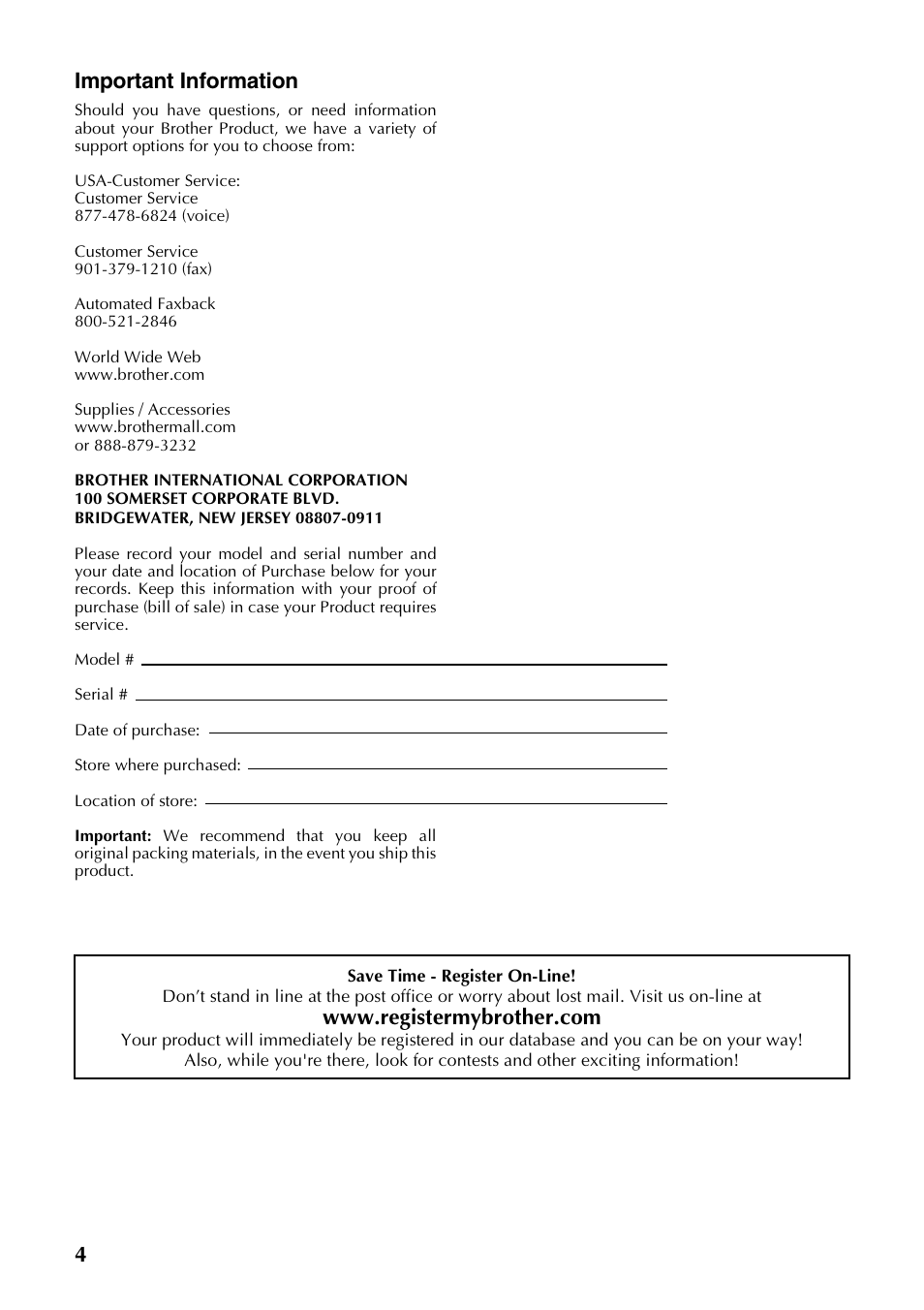 4important information | Brother PT-9500PC User Manual | Page 5 / 254