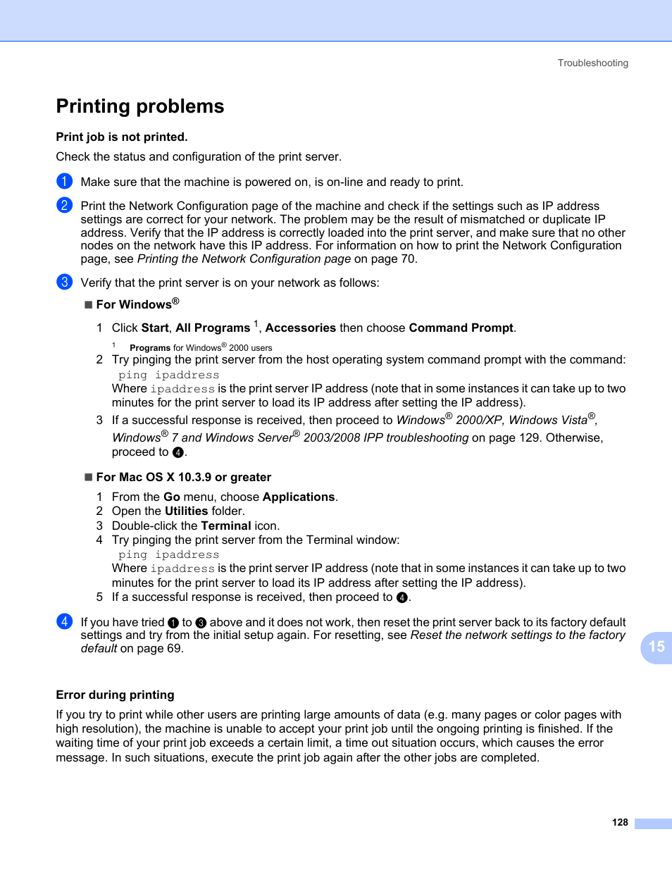 Printing problems | Brother HL 3070CW User Manual | Page 138 / 154