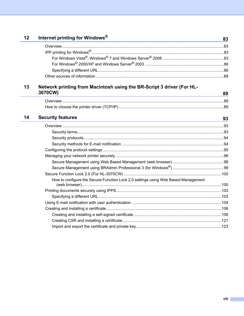 Brother HL 3070CW User Manual | Page 9 / 154