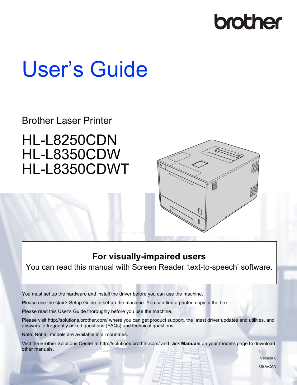 Brother HL-L8350CDWT User Manual | 223 pages