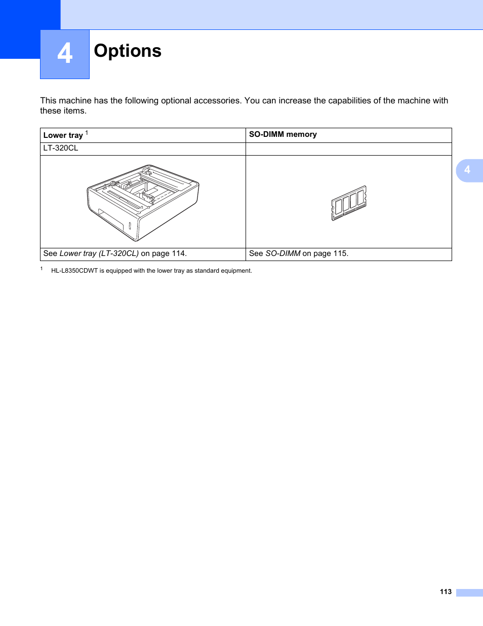 4 options, Options | Brother HL-L8350CDWT User Manual | Page 120 / 223