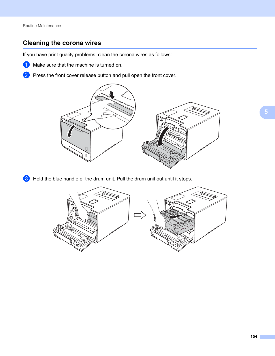 Cleaning the corona wires, 5cleaning the corona wires | Brother HL-L8350CDWT User Manual | Page 161 / 223