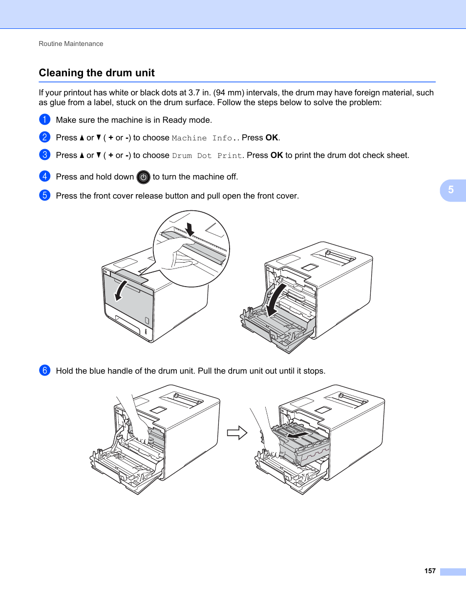 Cleaning the drum unit, 5cleaning the drum unit | Brother HL-L8350CDWT User Manual | Page 164 / 223