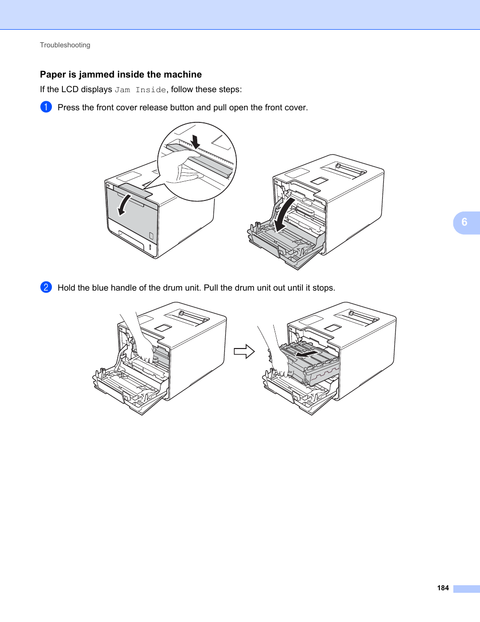 Paper is jammed inside the machine | Brother HL-L8350CDWT User Manual | Page 191 / 223