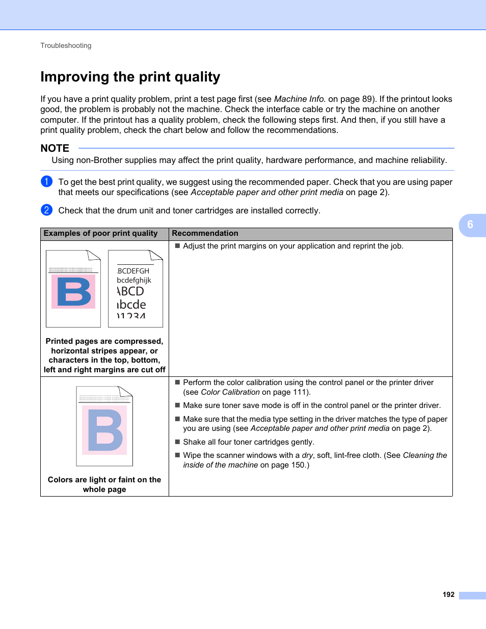 Improving the print quality | Brother HL-L8350CDWT User Manual | Page 199 / 223