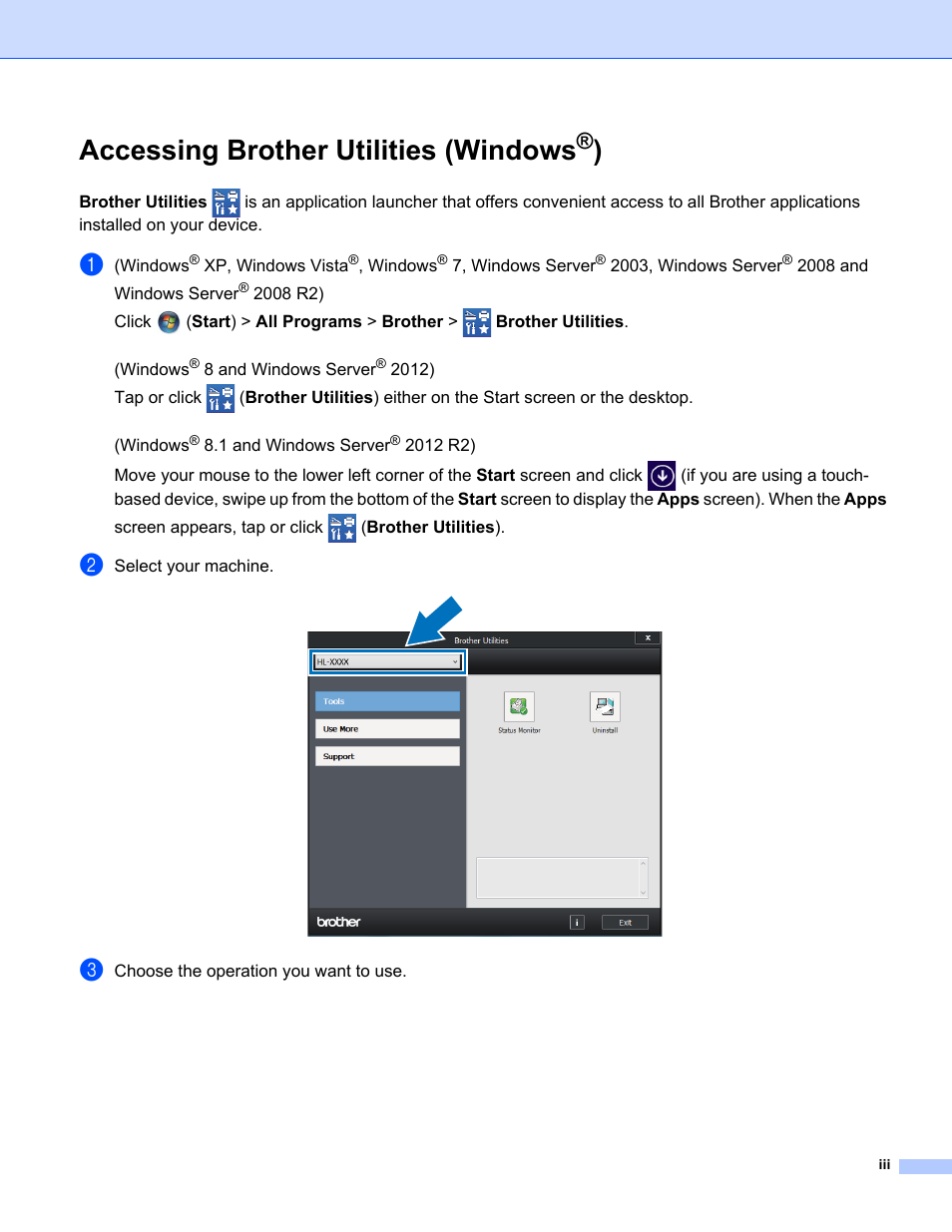 Accessing brother utilities (windows®), Accessing brother utilities (windows | Brother HL-L8350CDWT User Manual | Page 4 / 223