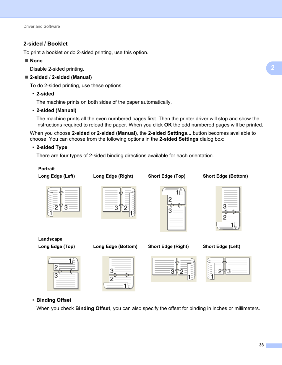 Sided / booklet | Brother HL-L8350CDWT User Manual | Page 45 / 223