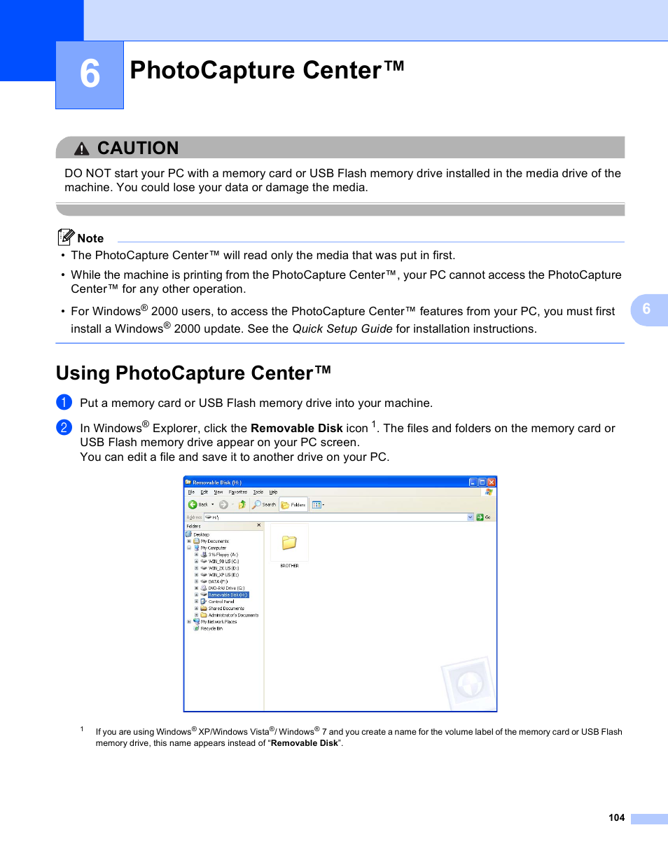 6 photocapture center, Using photocapture center, Photocapture center | Caution | Brother MFC J6910DW User Manual | Page 111 / 221