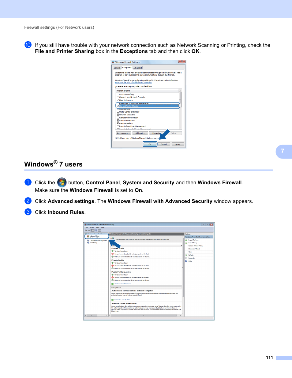 Windows® 7 users, Windows, 7 users | Brother MFC J6910DW User Manual | Page 118 / 221