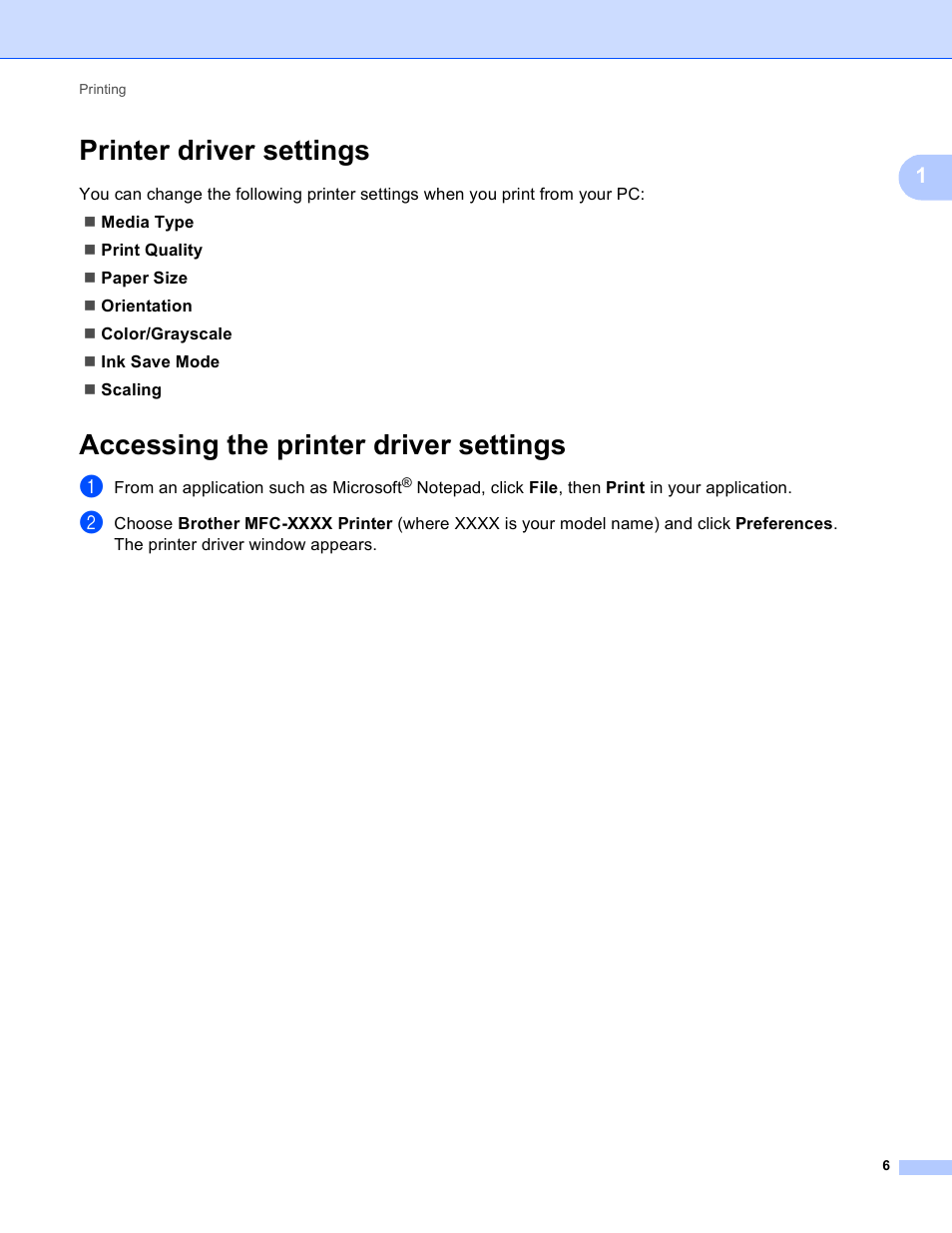 Printer driver settings, Accessing the printer driver settings | Brother MFC J6910DW User Manual | Page 13 / 221