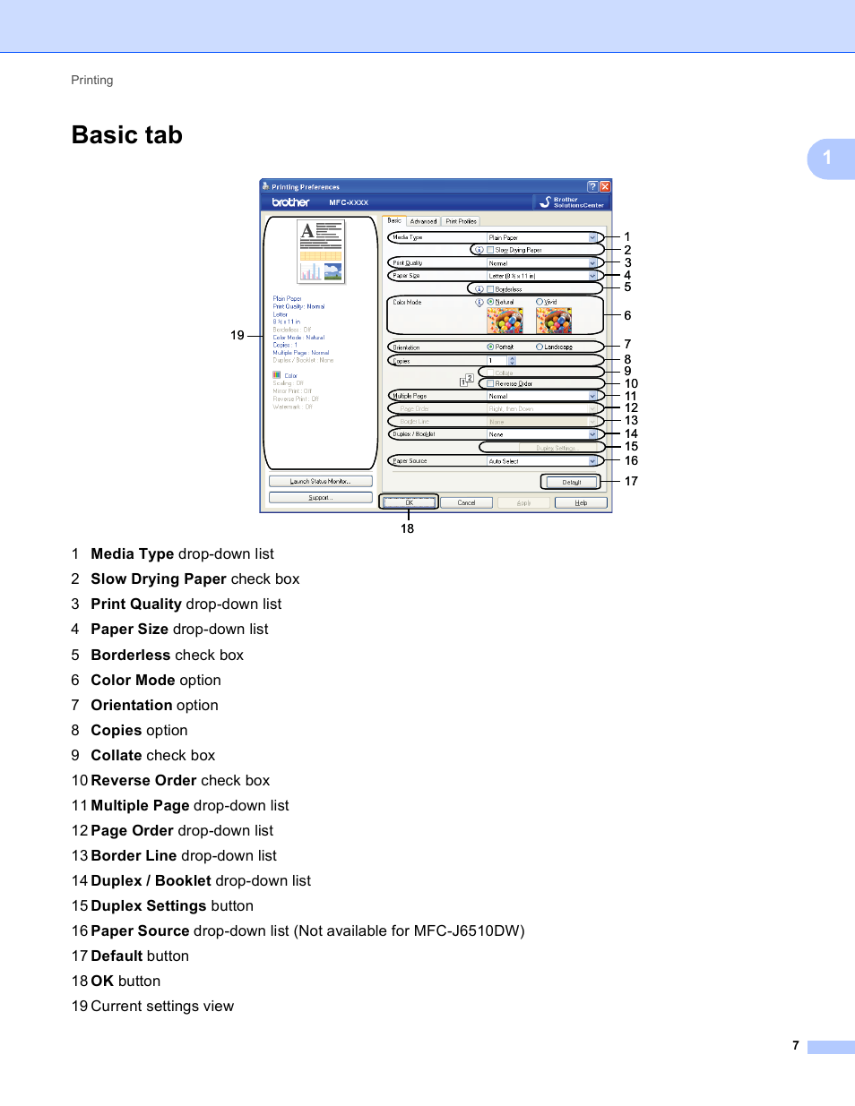 Basic tab | Brother MFC J6910DW User Manual | Page 14 / 221