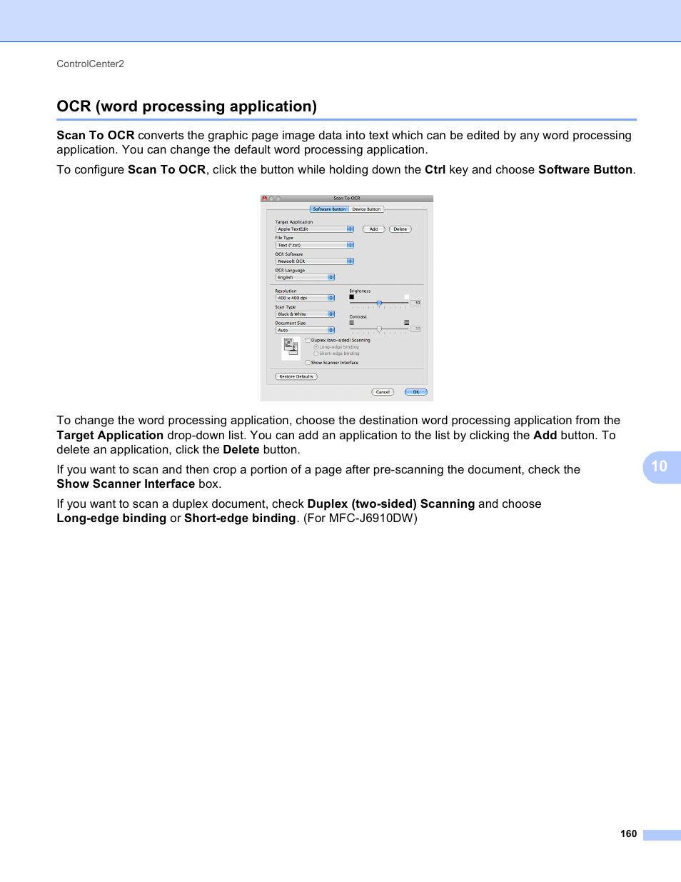 Ocr (word processing application), 10 ocr (word processing application) | Brother MFC J6910DW User Manual | Page 167 / 221