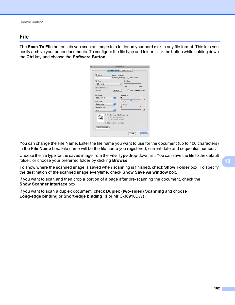 File, 10 file | Brother MFC J6910DW User Manual | Page 169 / 221