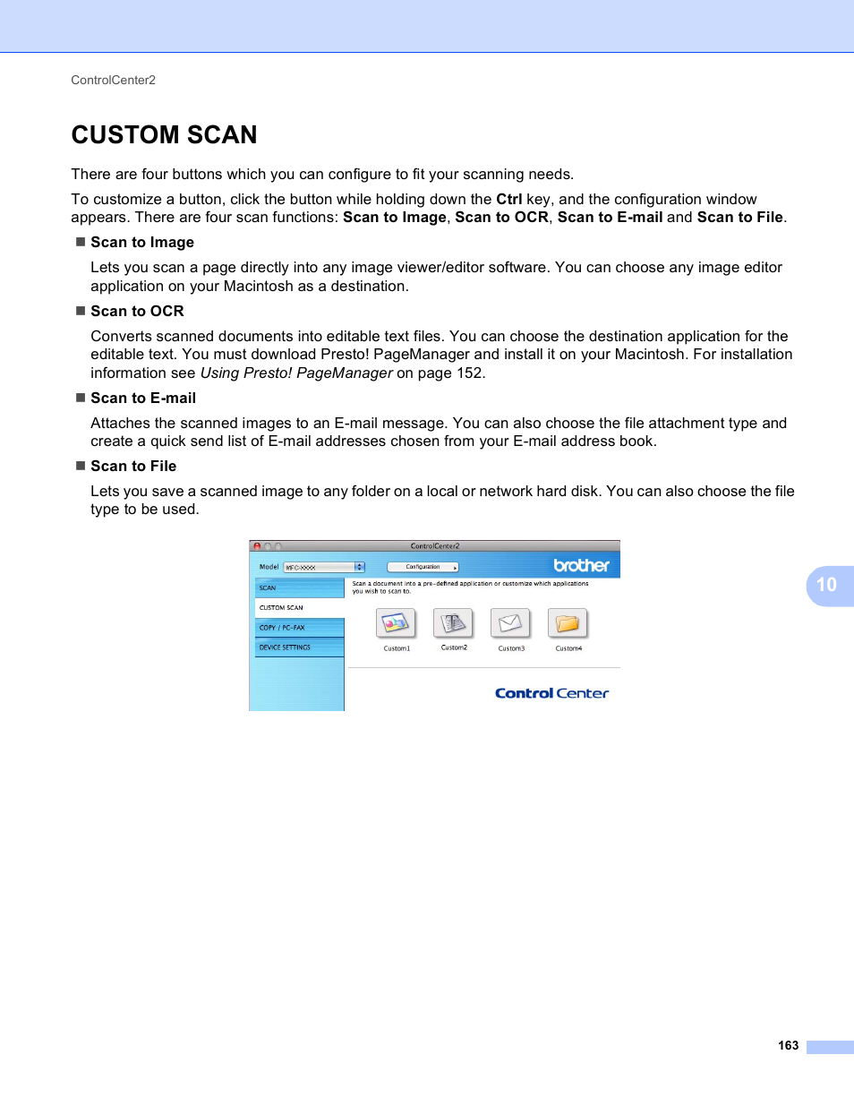 Custom scan | Brother MFC J6910DW User Manual | Page 170 / 221