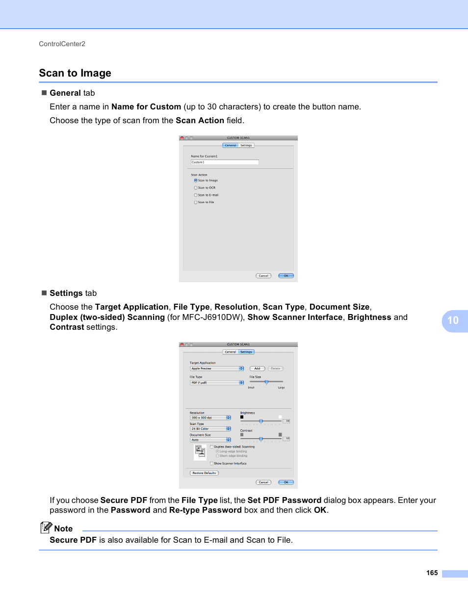 Scan to image, 10 scan to image | Brother MFC J6910DW User Manual | Page 172 / 221