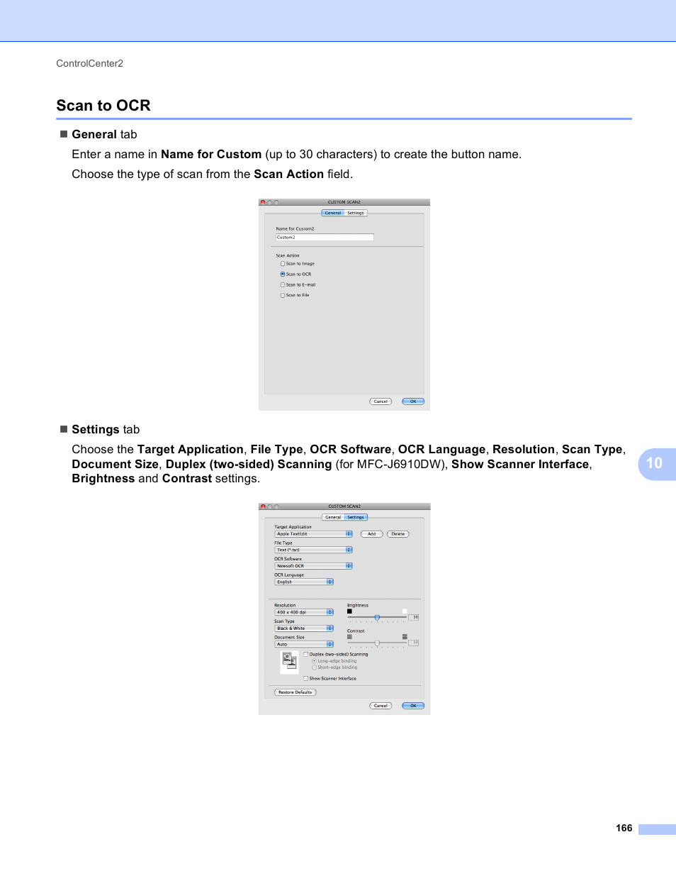 Scan to ocr, 10 scan to ocr | Brother MFC J6910DW User Manual | Page 173 / 221