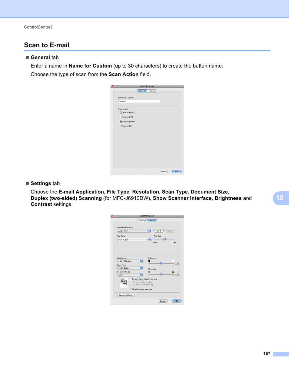 Scan to e-mail, 10 scan to e-mail | Brother MFC J6910DW User Manual | Page 174 / 221
