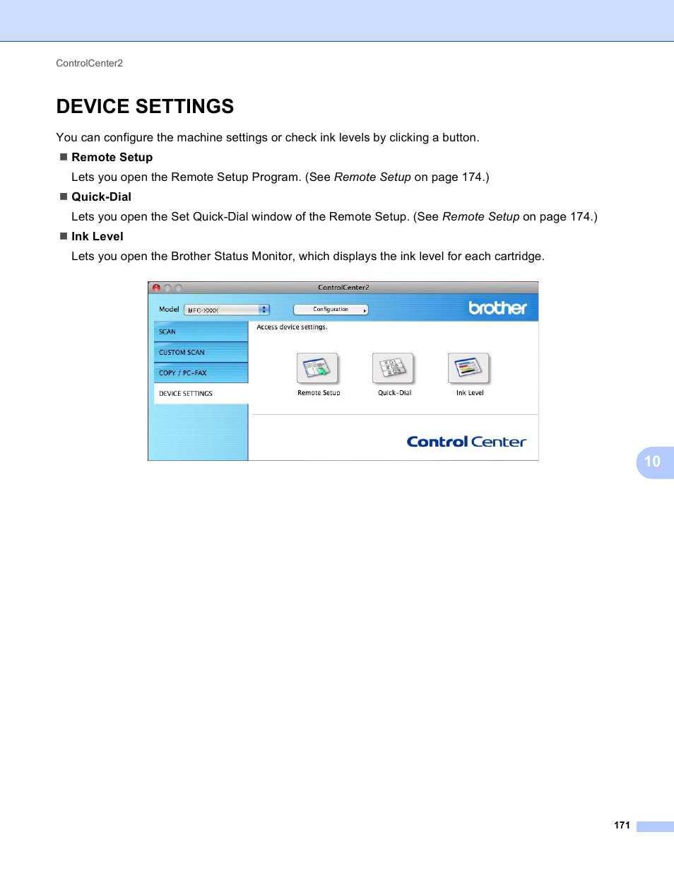 Device settings | Brother MFC J6910DW User Manual | Page 178 / 221