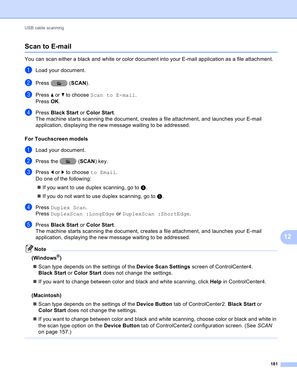 Scan to e-mail, 12 scan to e-mail | Brother MFC J6910DW User Manual | Page 188 / 221