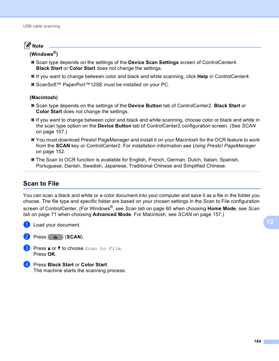 Scan to file | Brother MFC J6910DW User Manual | Page 191 / 221