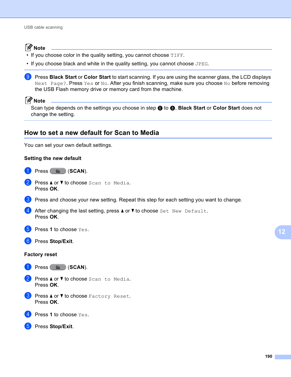How to set a new default for scan to media | Brother MFC J6910DW User Manual | Page 197 / 221
