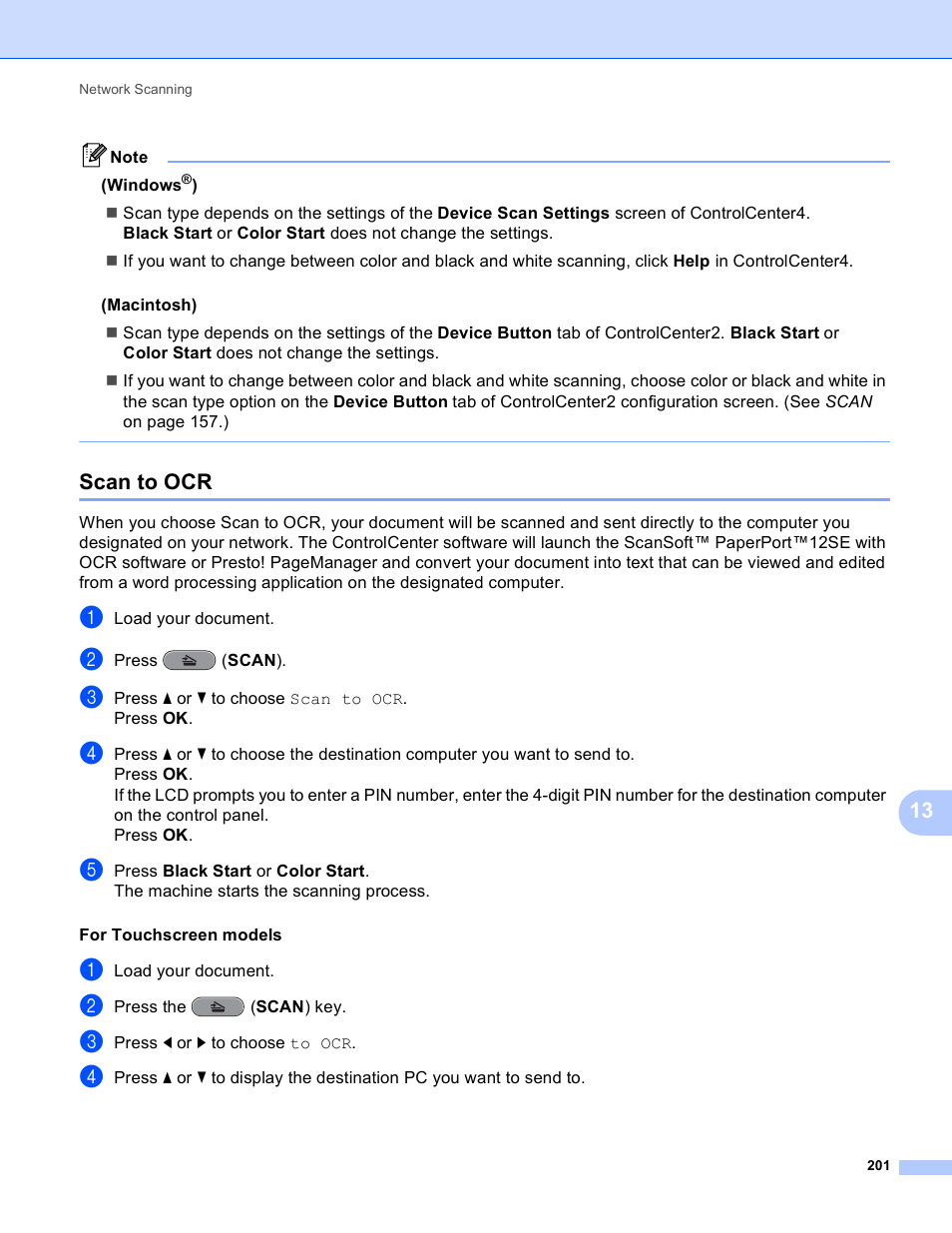 Scan to ocr | Brother MFC J6910DW User Manual | Page 208 / 221