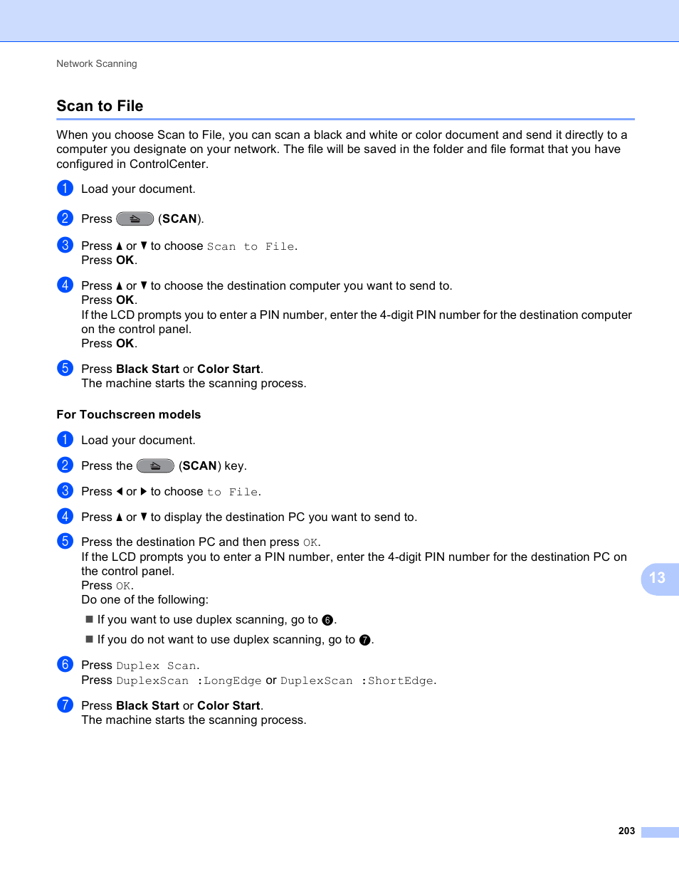 Scan to file | Brother MFC J6910DW User Manual | Page 210 / 221