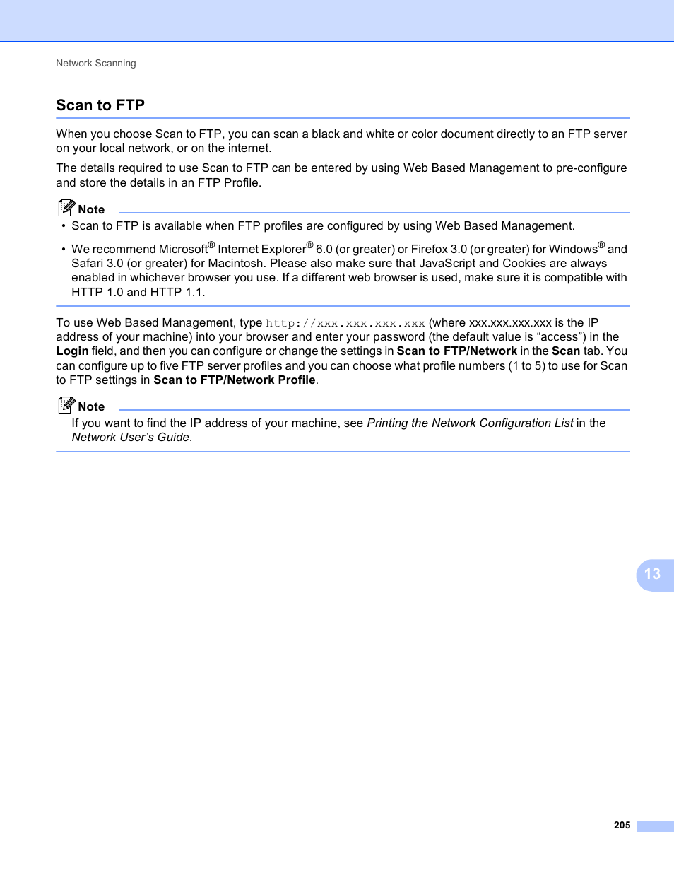 Scan to ftp, 13 scan to ftp | Brother MFC J6910DW User Manual | Page 212 / 221