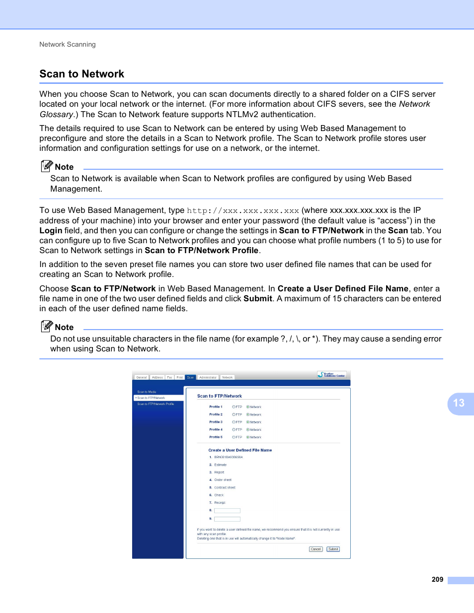 Scan to network, 13 scan to network | Brother MFC J6910DW User Manual | Page 216 / 221