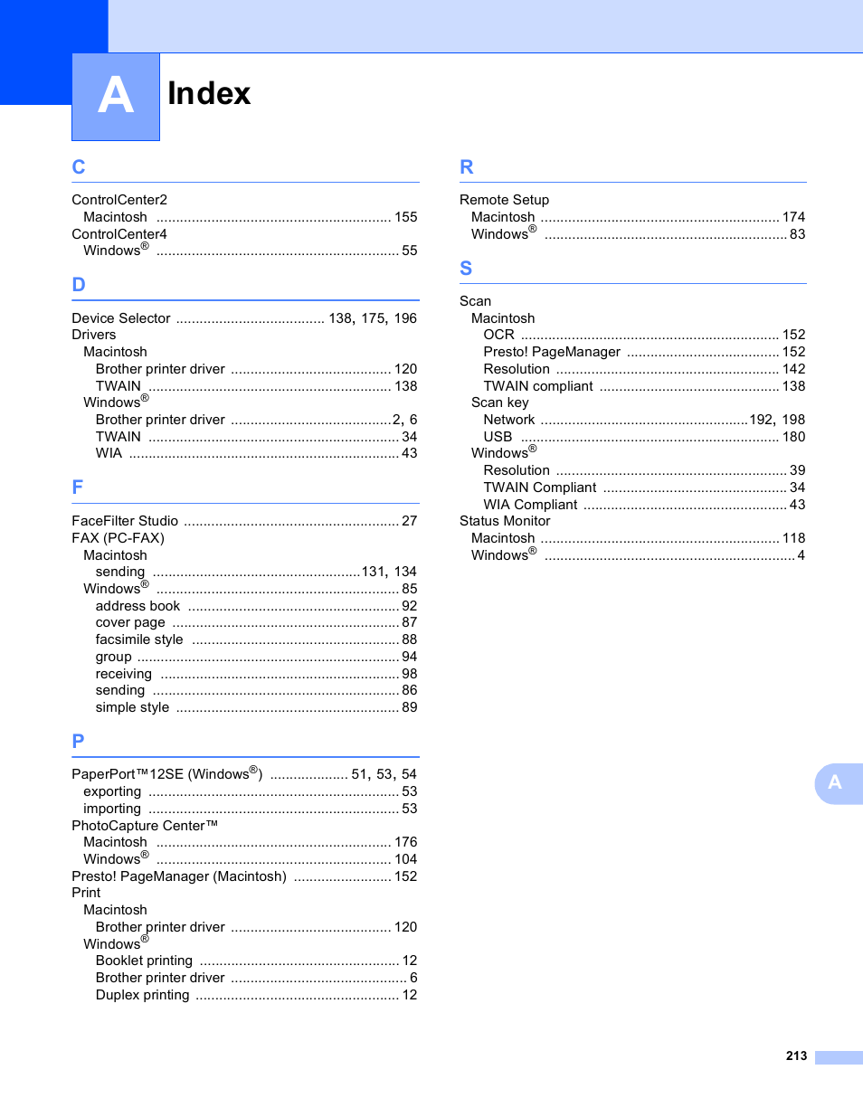 Index | Brother MFC J6910DW User Manual | Page 220 / 221