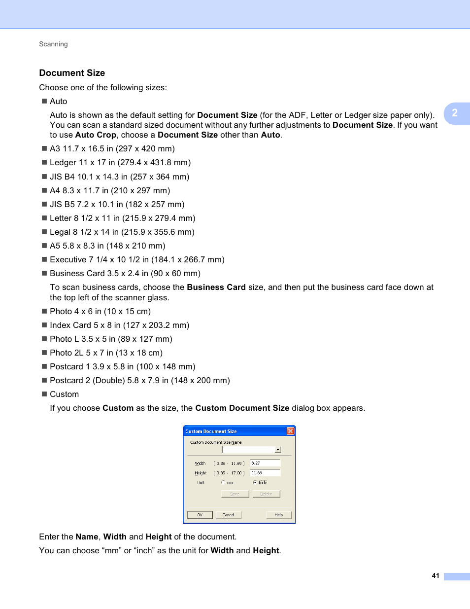 Document size | Brother MFC J6910DW User Manual | Page 48 / 221