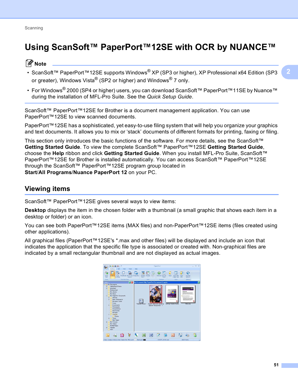 Using scansoft™ paperport™12se with ocr by nuance, Viewing items | Brother MFC J6910DW User Manual | Page 58 / 221