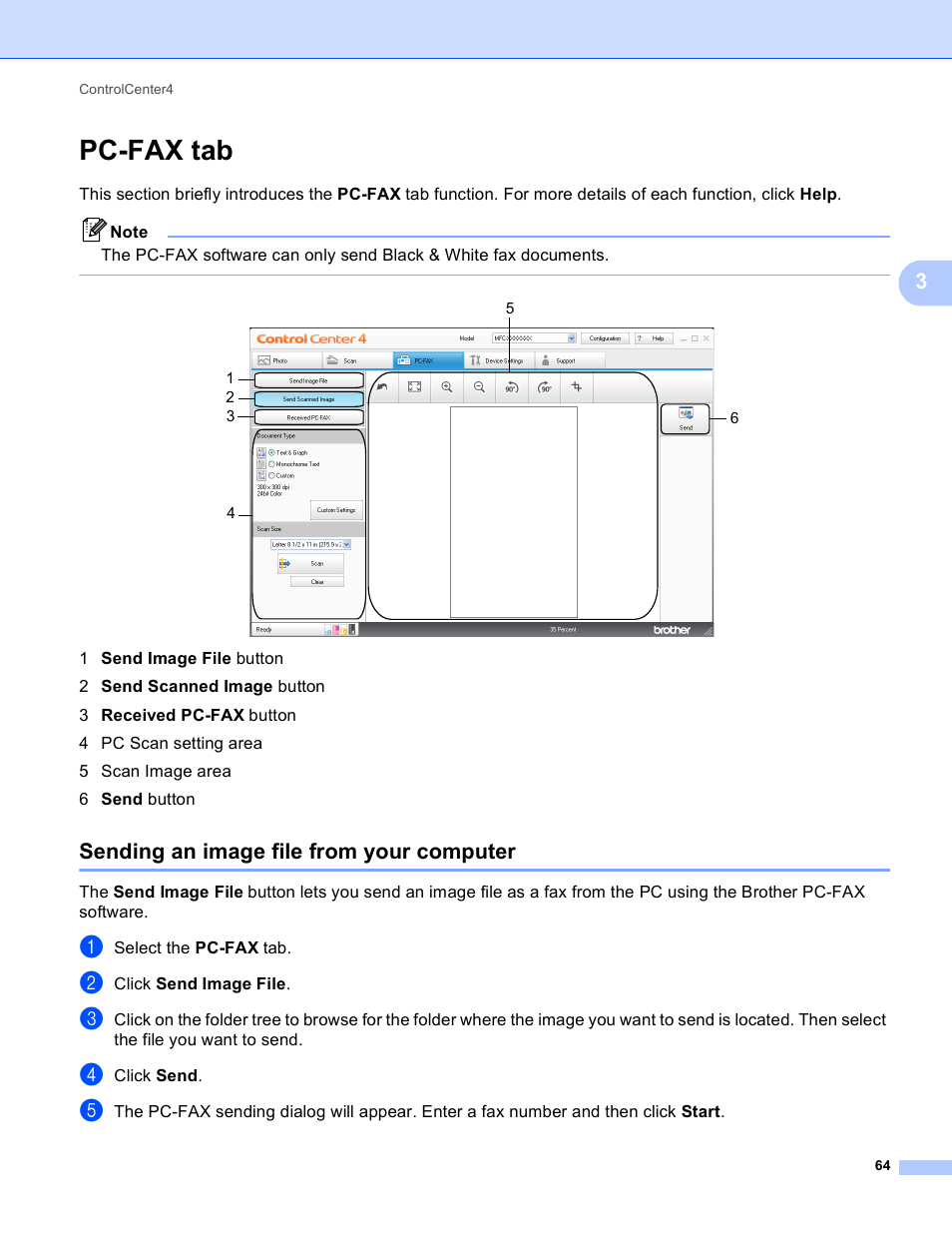 Pc-fax tab, Sending an image file from your computer | Brother MFC J6910DW User Manual | Page 71 / 221