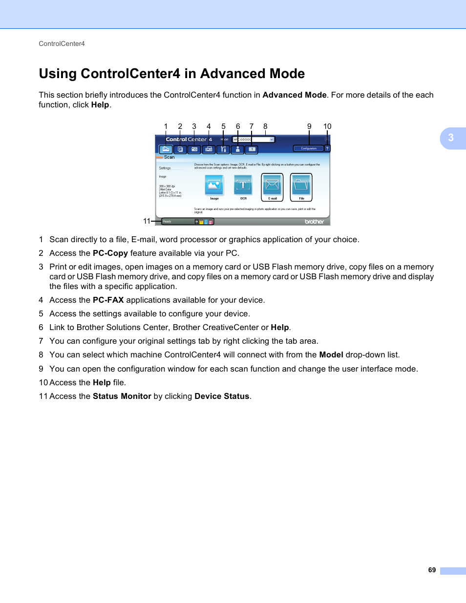 Using controlcenter4 in advanced mode | Brother MFC J6910DW User Manual | Page 76 / 221