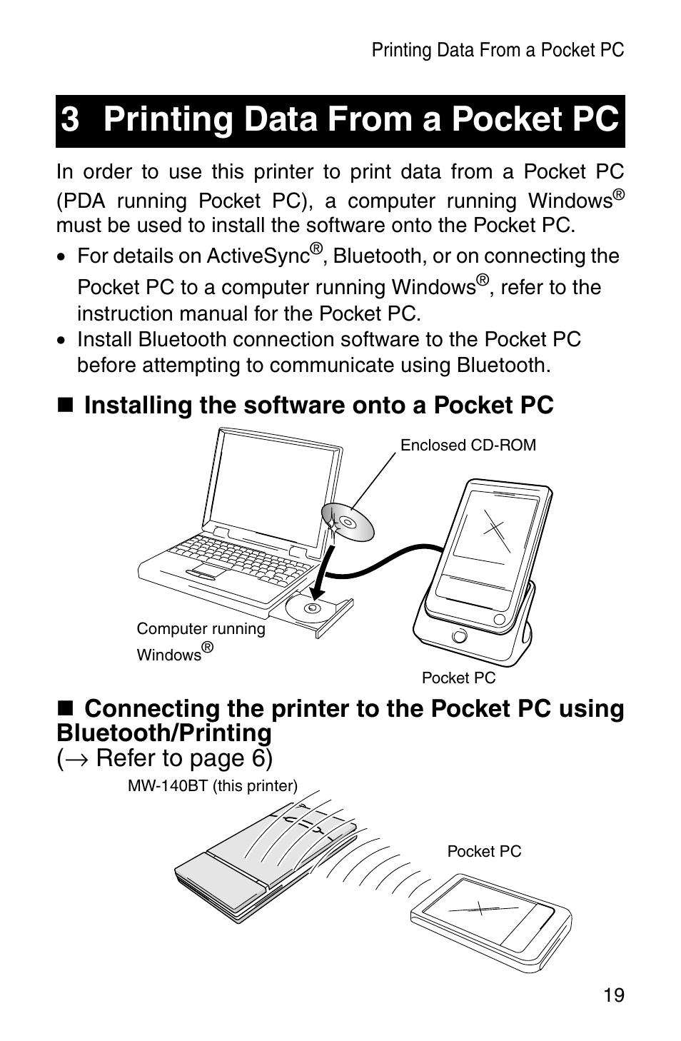 3 printing data from a pocket pc | Brother MW-140BT User Manual | Page 21 / 93