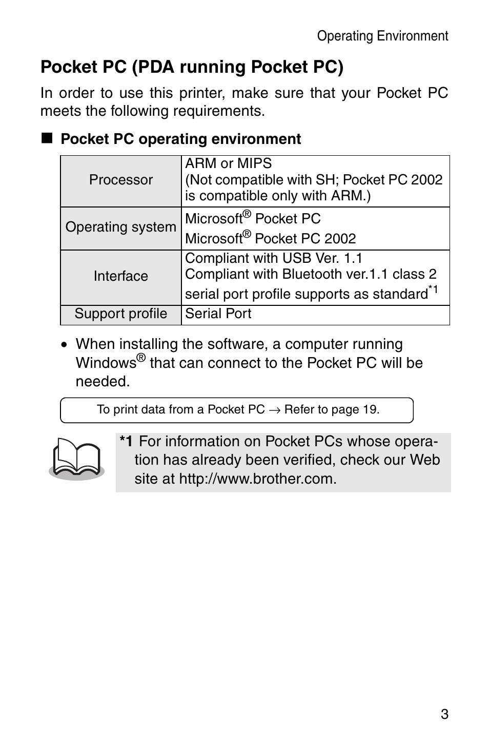 Pocket pc (pda running pocket pc) | Brother MW-140BT User Manual | Page 5 / 93