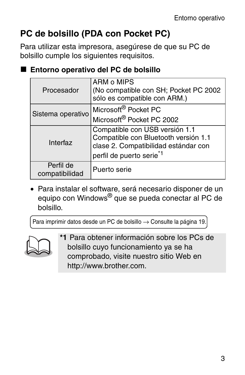 Pc de bolsillo (pda con pocket pc) | Brother MW-140BT User Manual | Page 51 / 93