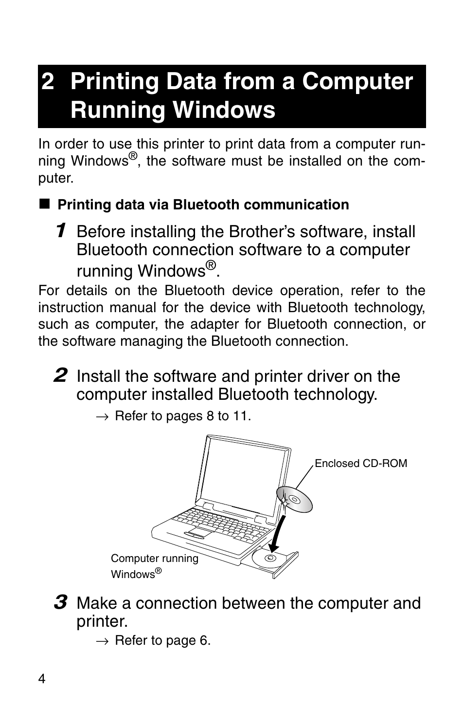 2 printing data from a computer running windows, 2 printing data from a computer running, Windows | Brother MW-140BT User Manual | Page 6 / 93