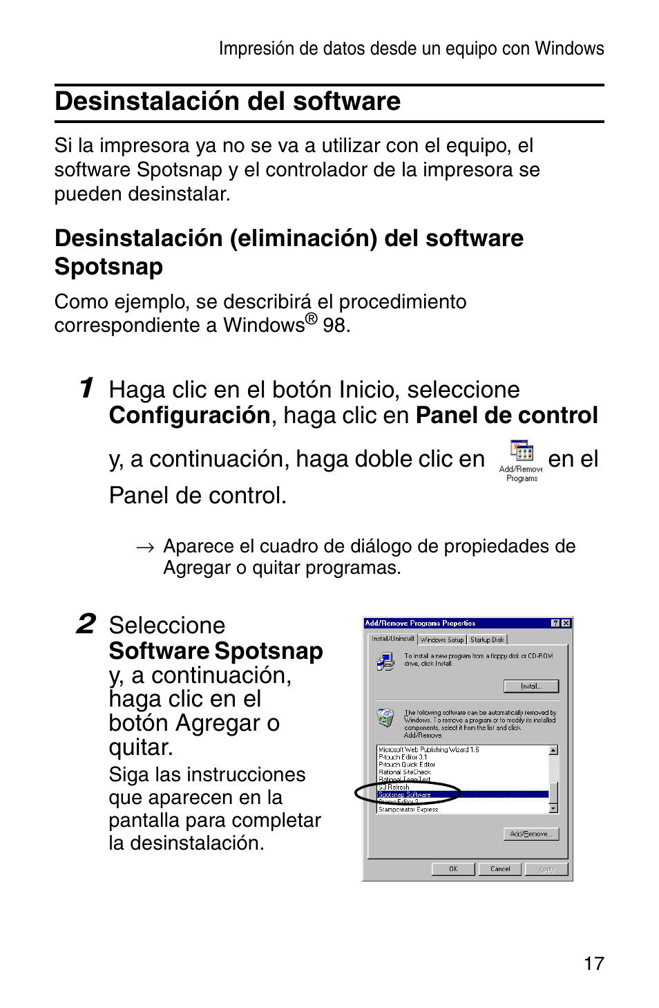 Desinstalación del software | Brother MW-140BT User Manual | Page 65 / 93