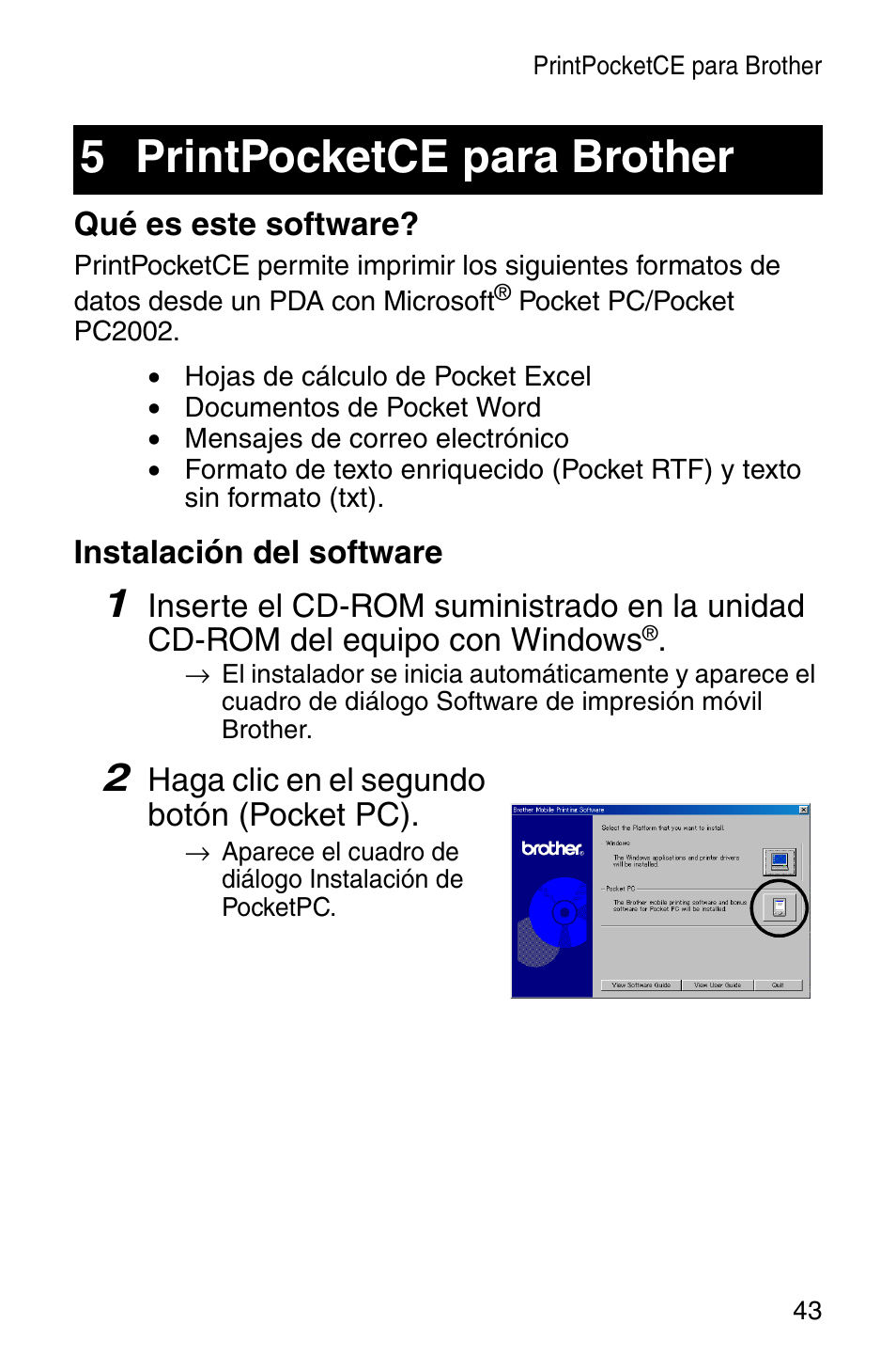 5 printpocketce para brother, Printpocketce para brother | Brother MW-140BT User Manual | Page 91 / 93