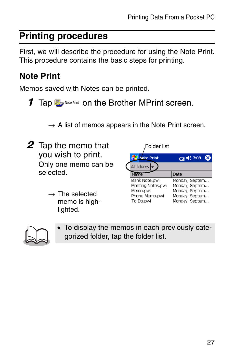 Printing procedures | Brother MW-260 User Manual | Page 29 / 48